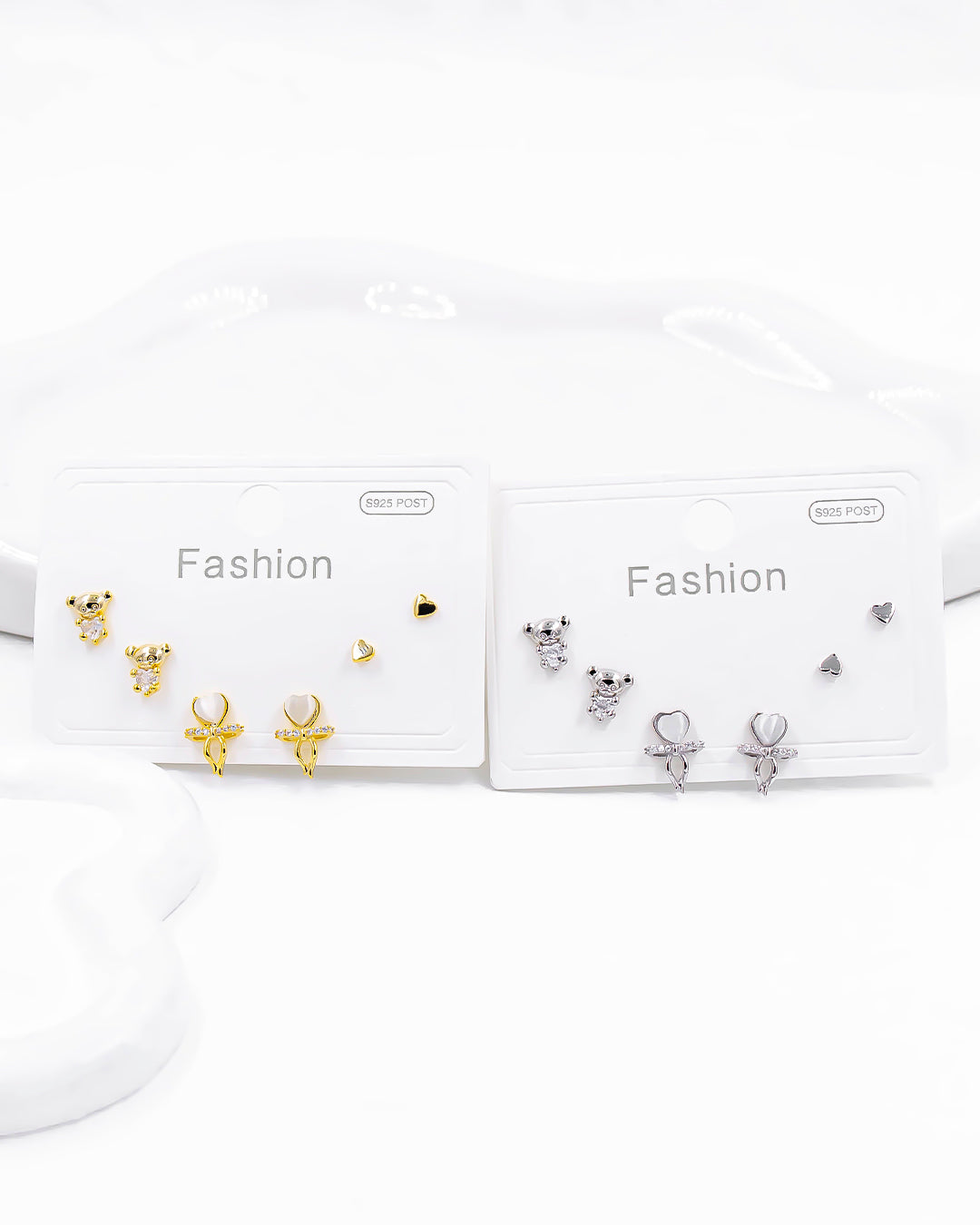 Set triple oso moño corazón