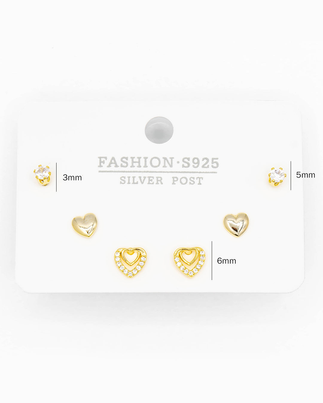 Set triple topo corazón doble