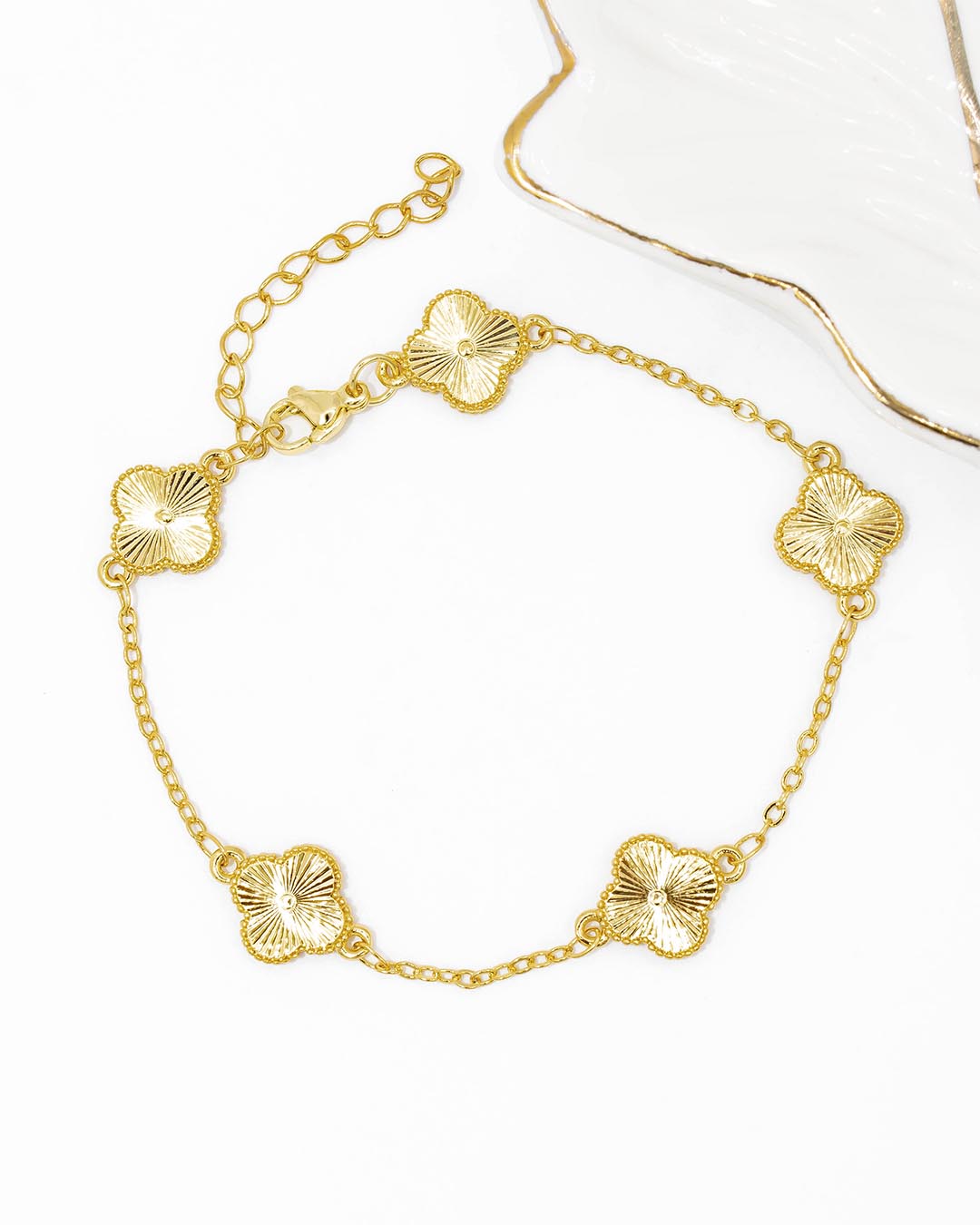 Tobillera trébol dorada