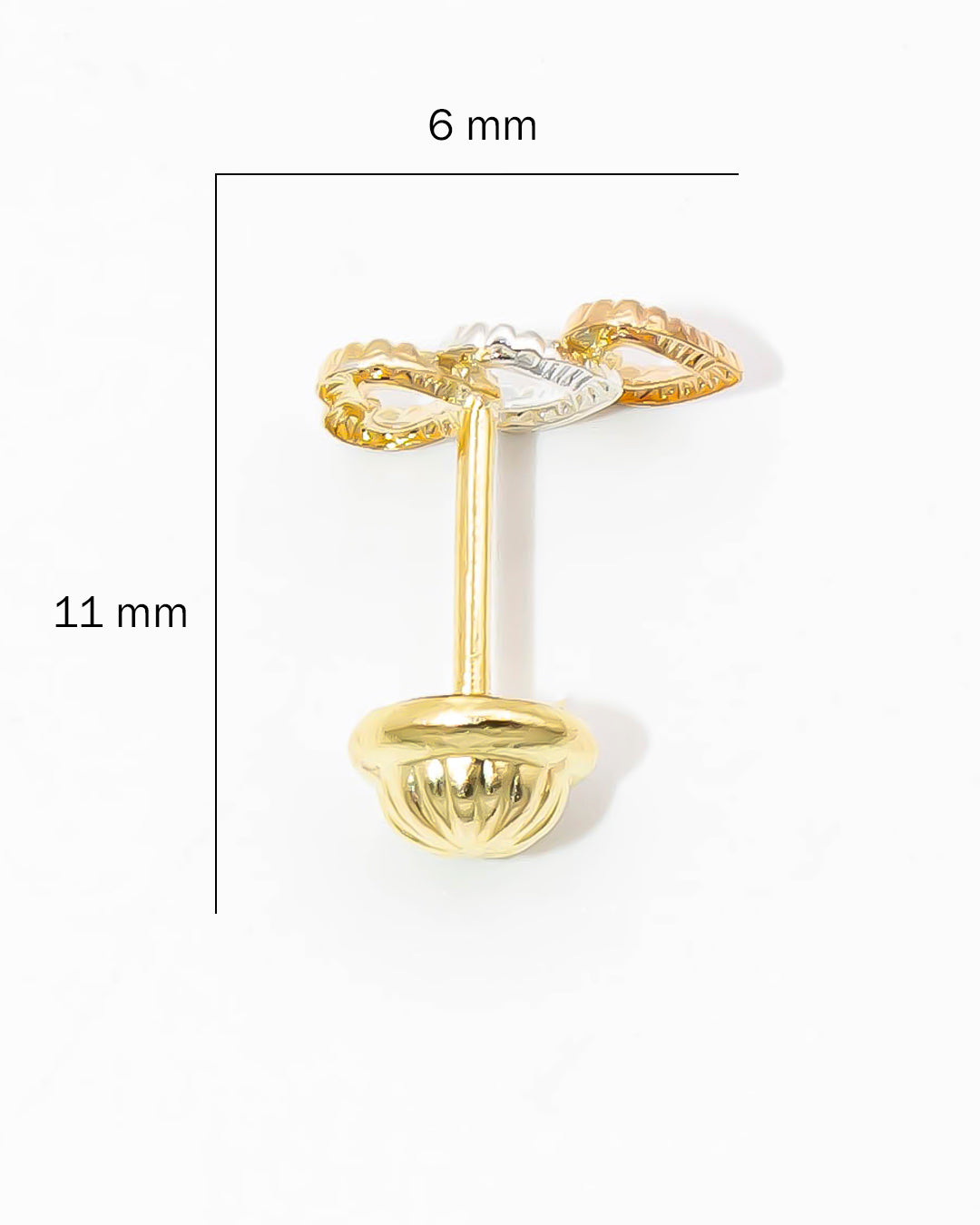 Oro laminado topo corazón triple