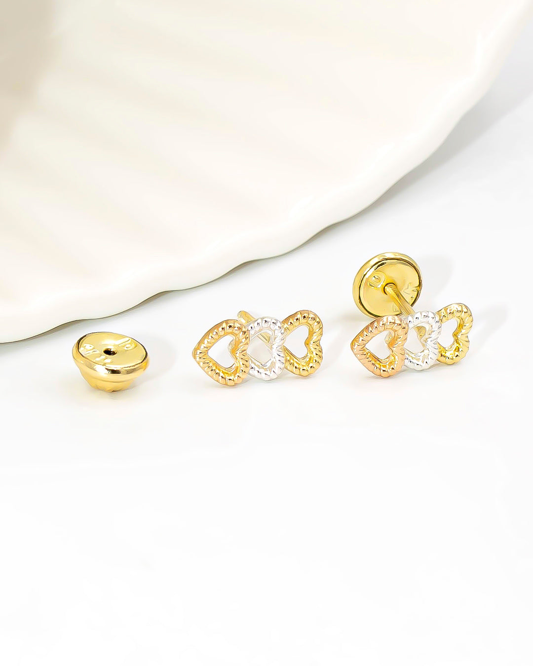 Oro laminado topo corazón triple