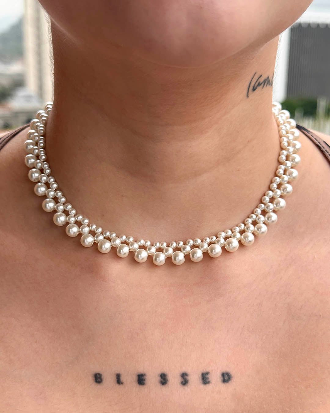 VALGATA choker perla línea x3