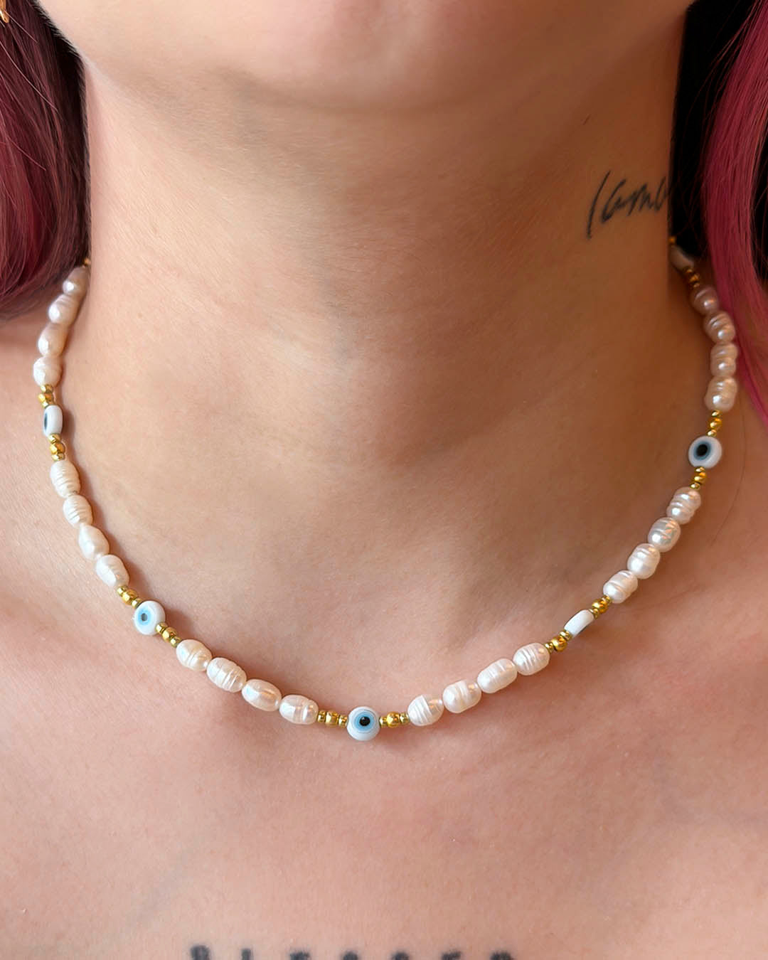 VALGATA choker perla y ojo turco