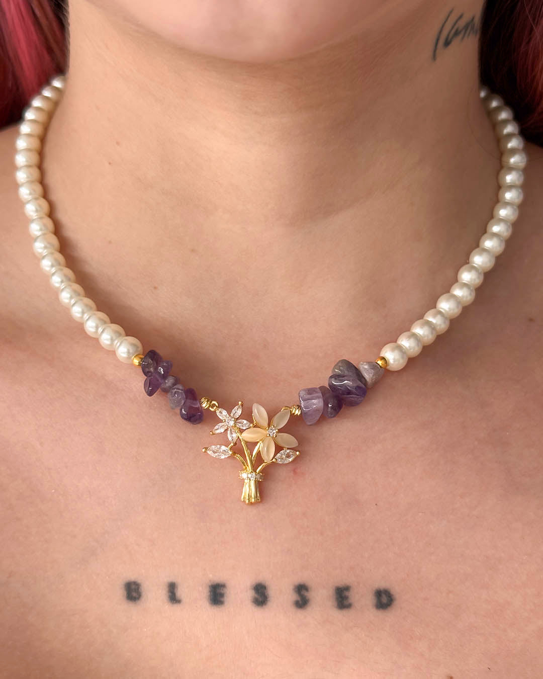 VALGATA choker piedra morada