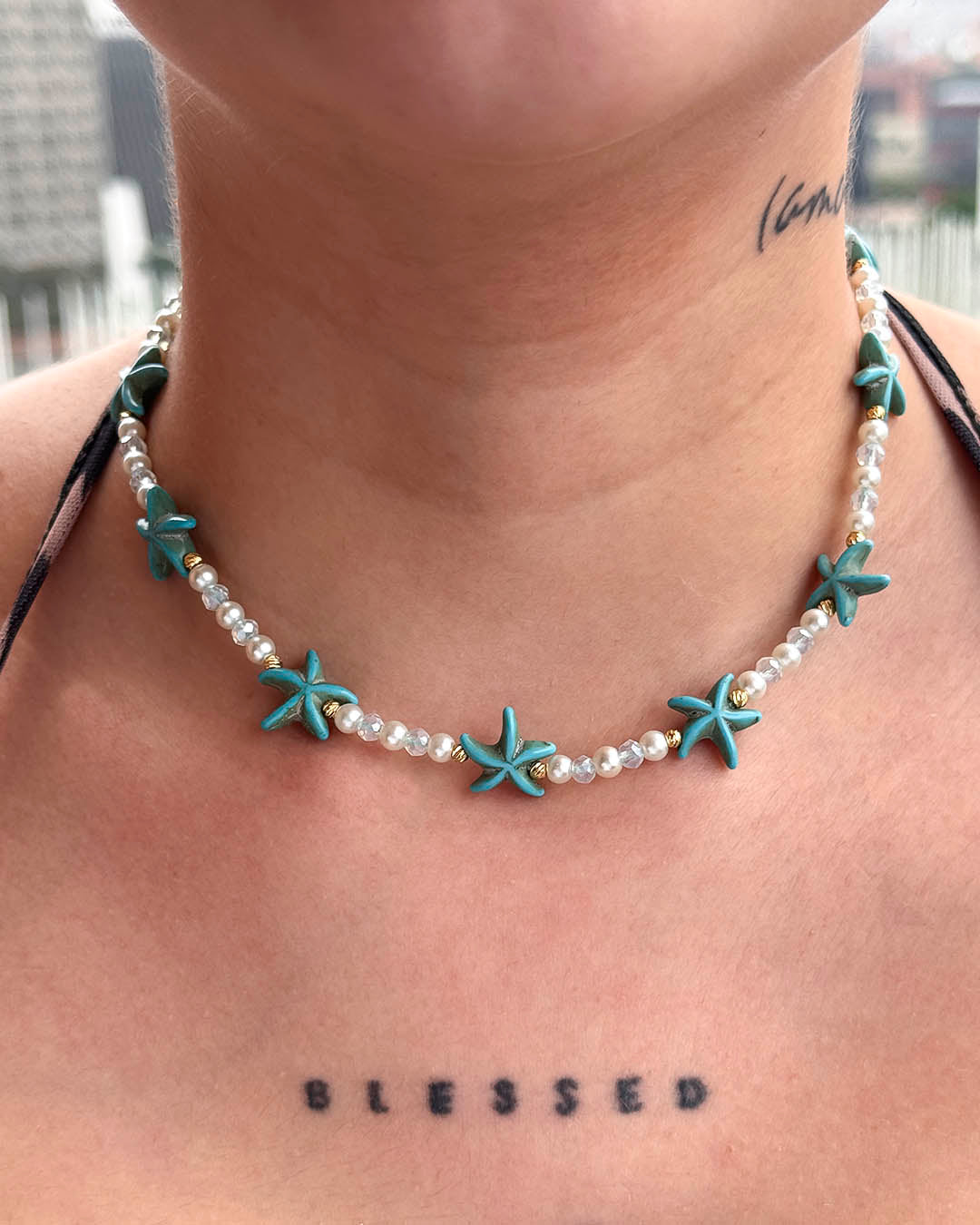 VALGATA choker estrella, perla y murano