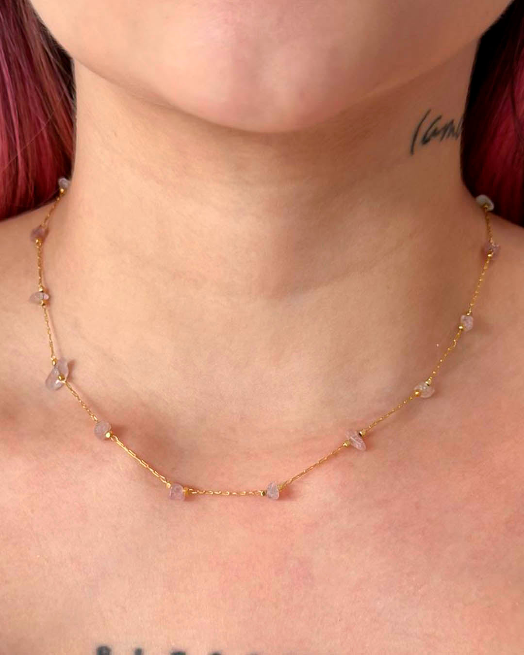 VALGATA choker piedra rosa transparente