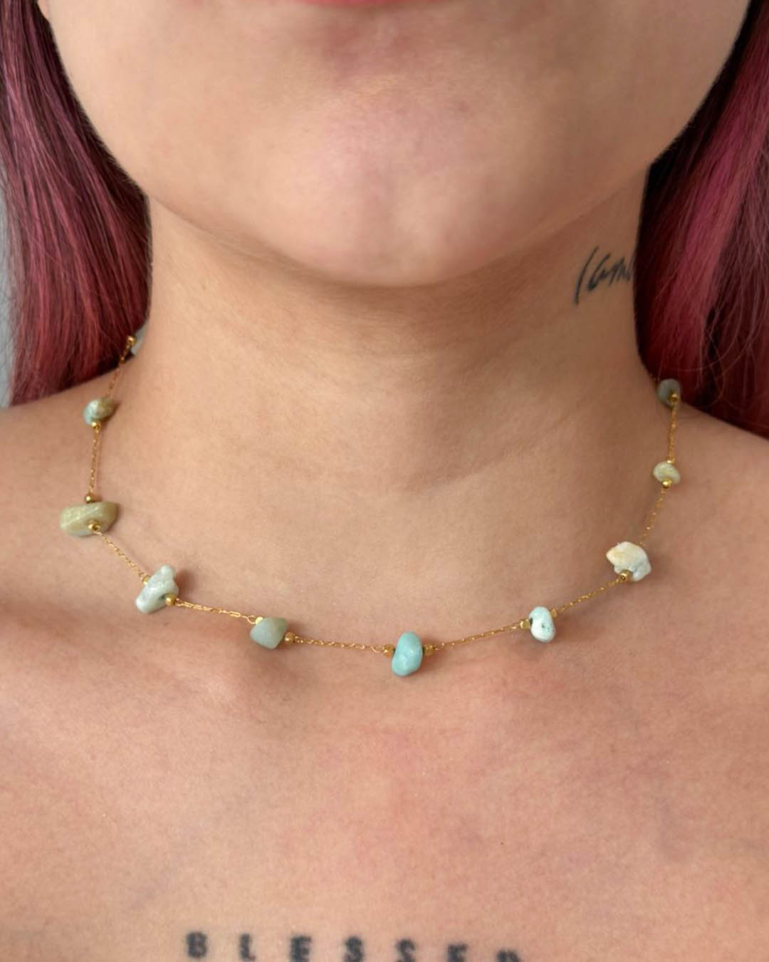 VALGATA choker piedra verde jade