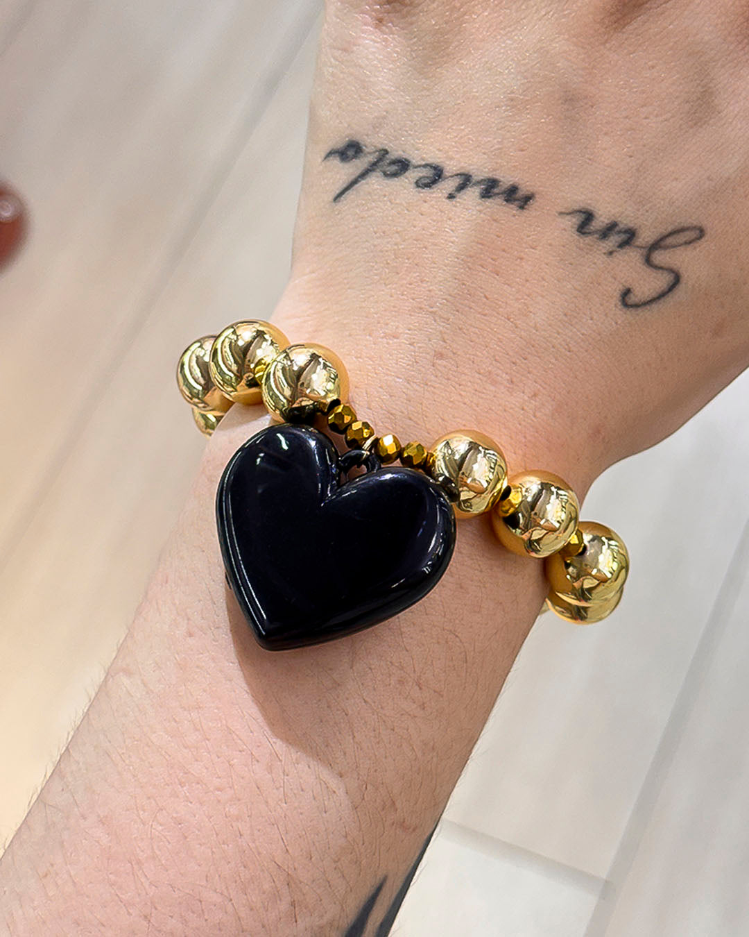VALGATA pulsera balín corazón negro