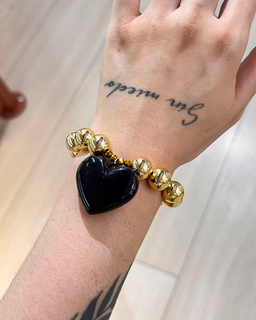 VALGATA pulsera balín corazón negro