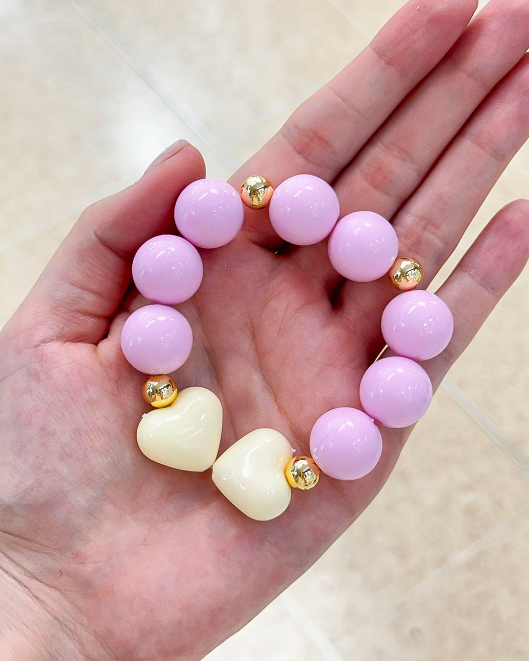 VALGATA pulsera ábaco rosa corazones blancos