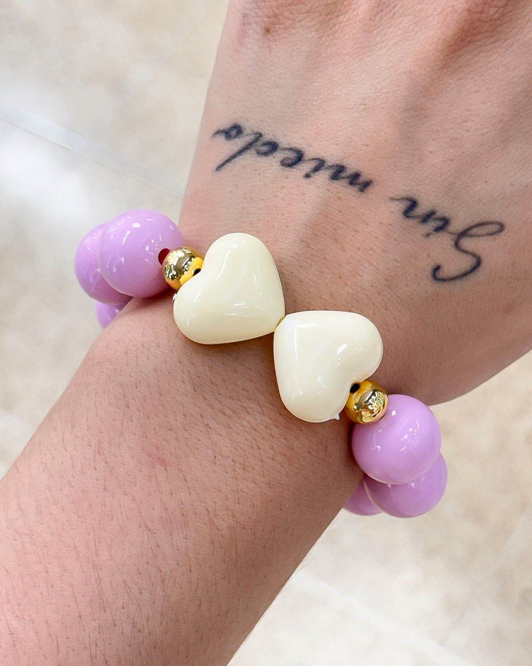 VALGATA pulsera ábaco rosa corazones blancos