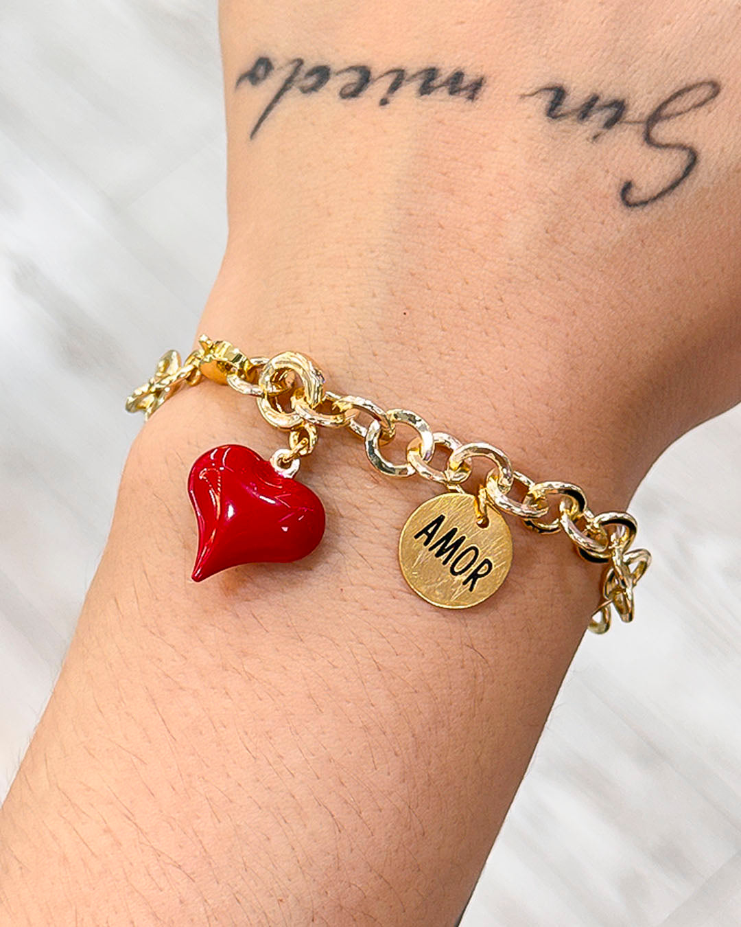 VALGATA pulsera corazón rojo placa amor