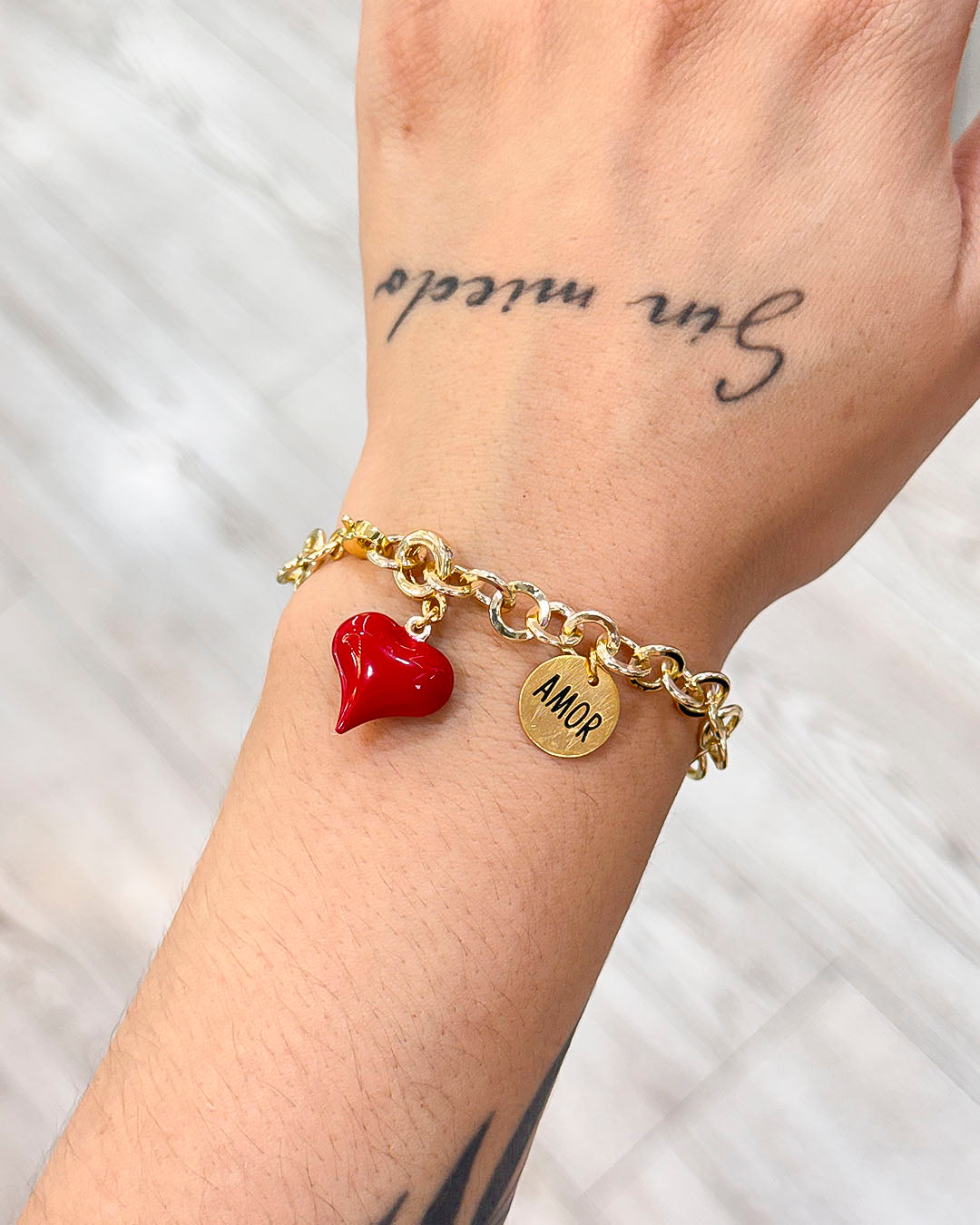 VALGATA pulsera corazón rojo placa amor
