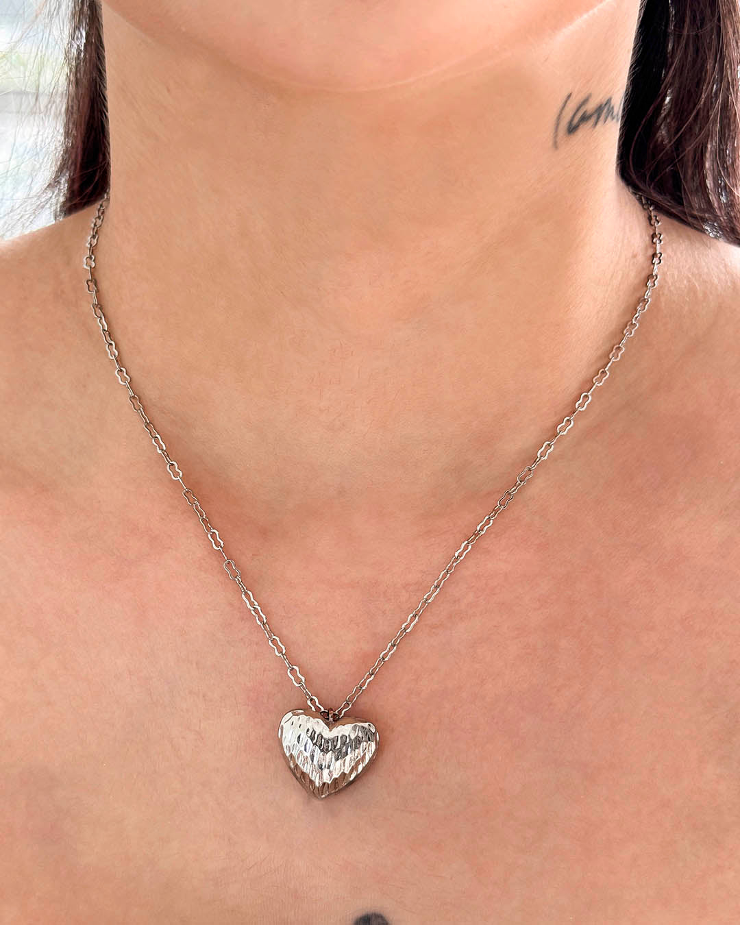 VALGATA set corazón tallado plateado
