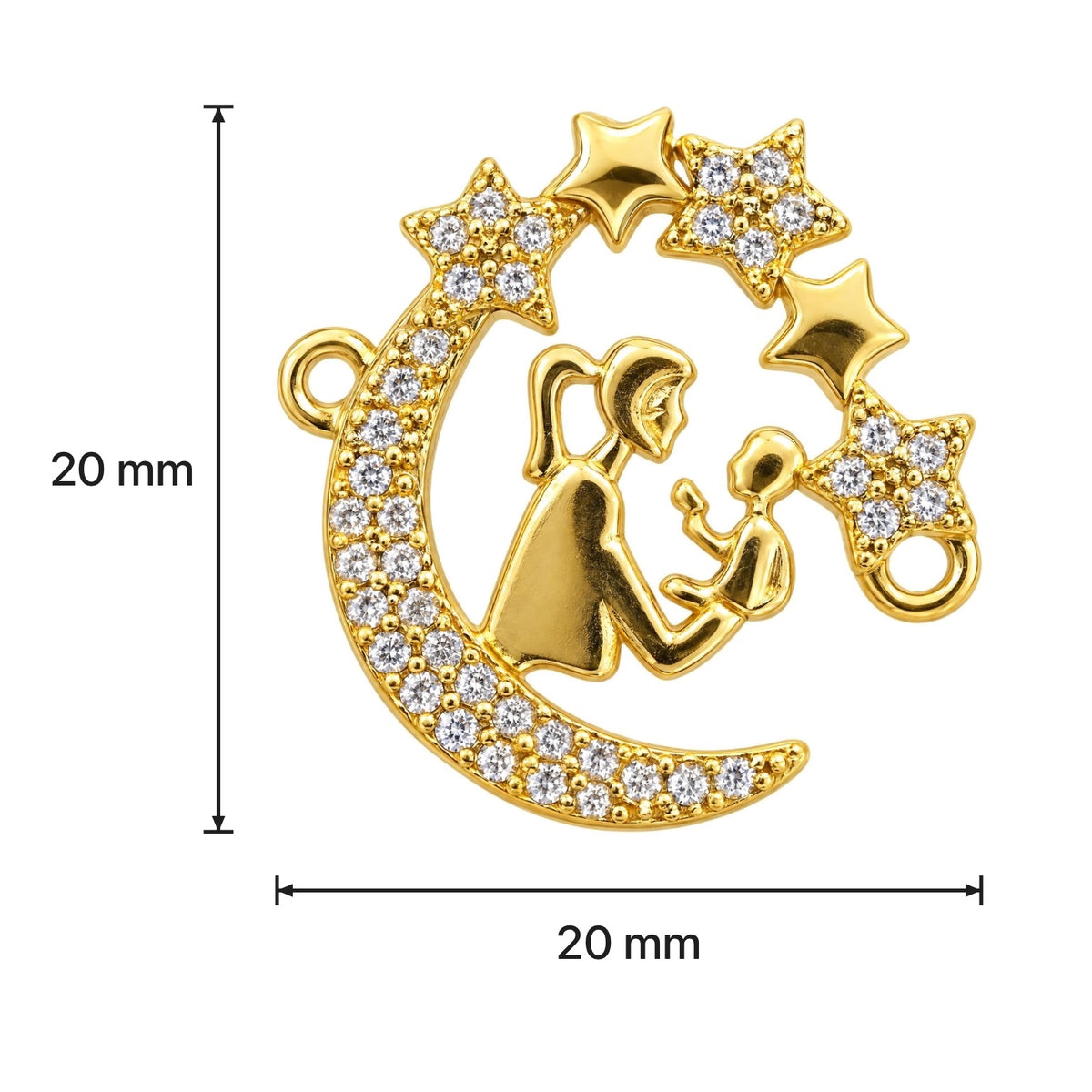 Dije de mamá con bebé de pulsera - Medidas
