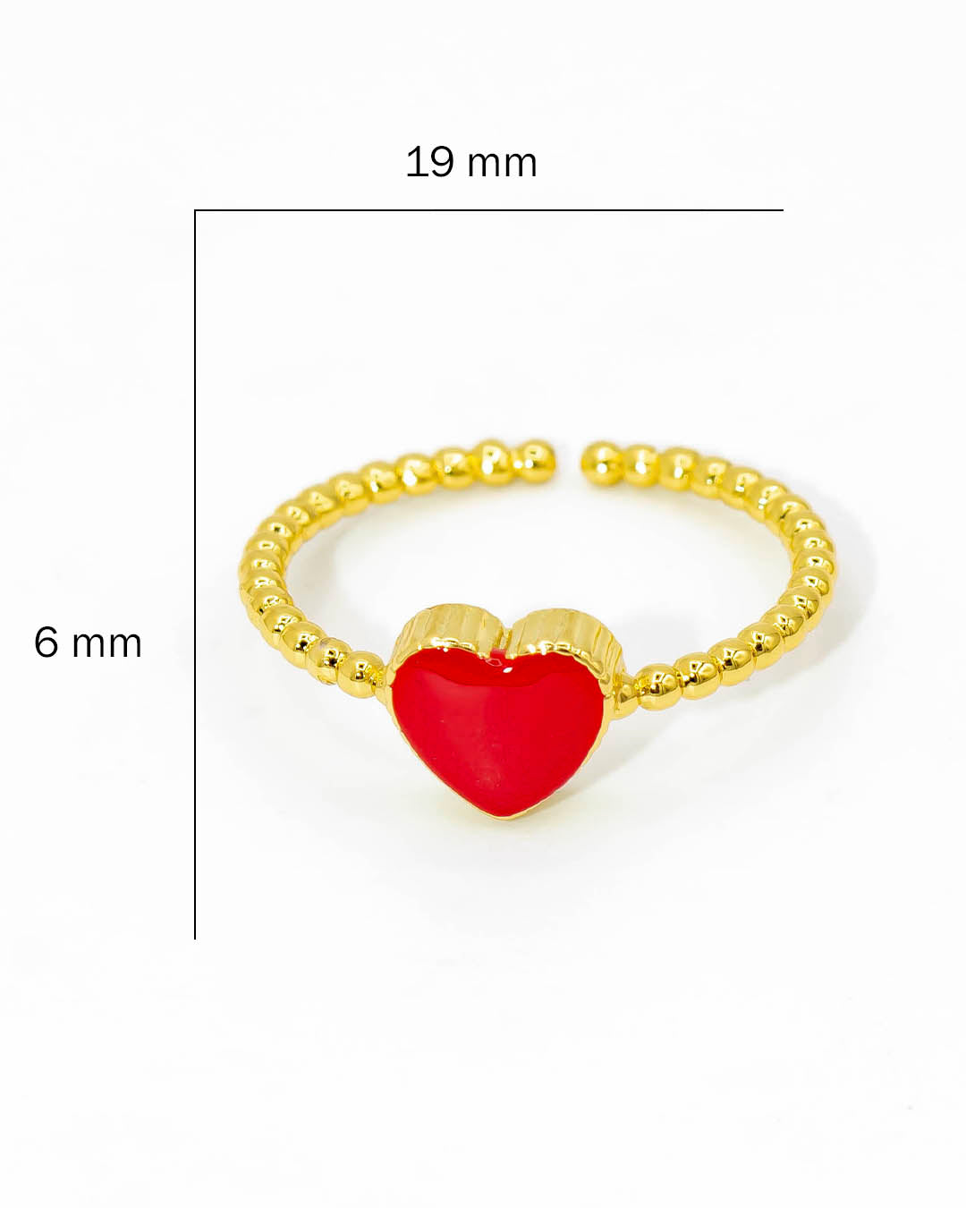 Anillo corazón rojo