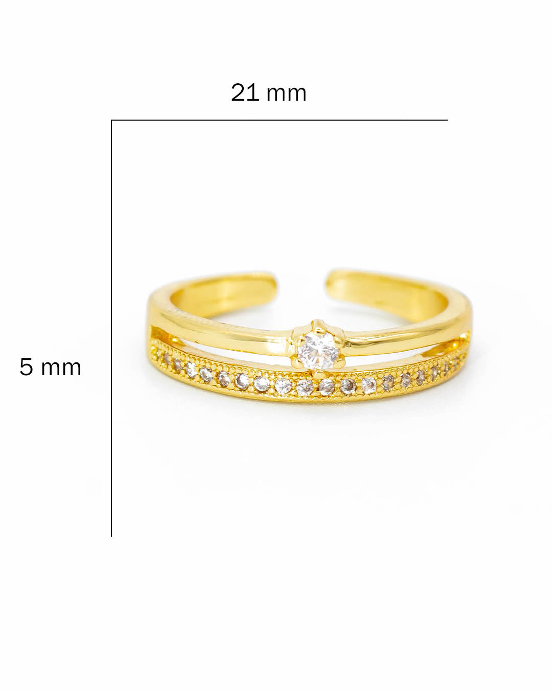 Anillo doble circón blanco