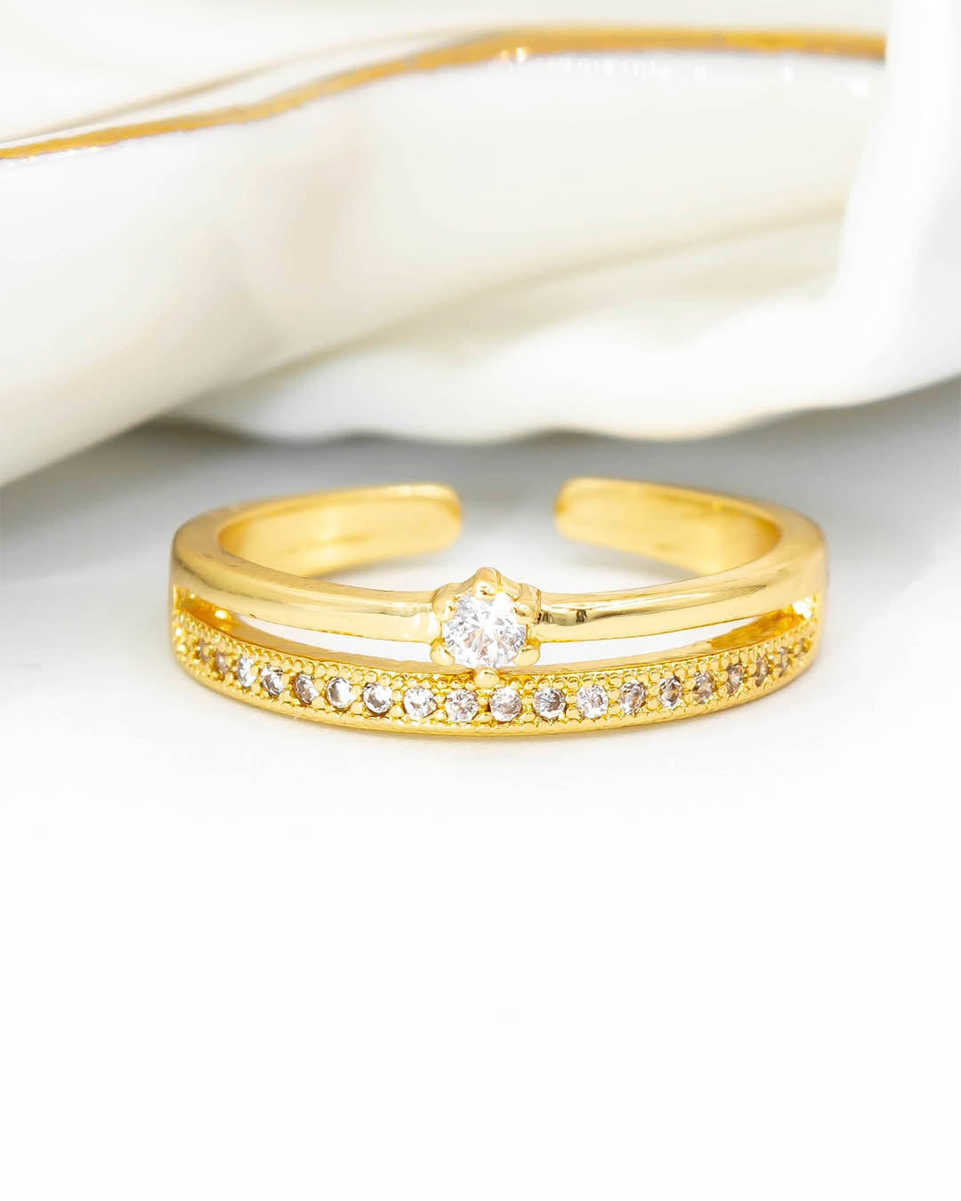 Anillo doble circón blanco