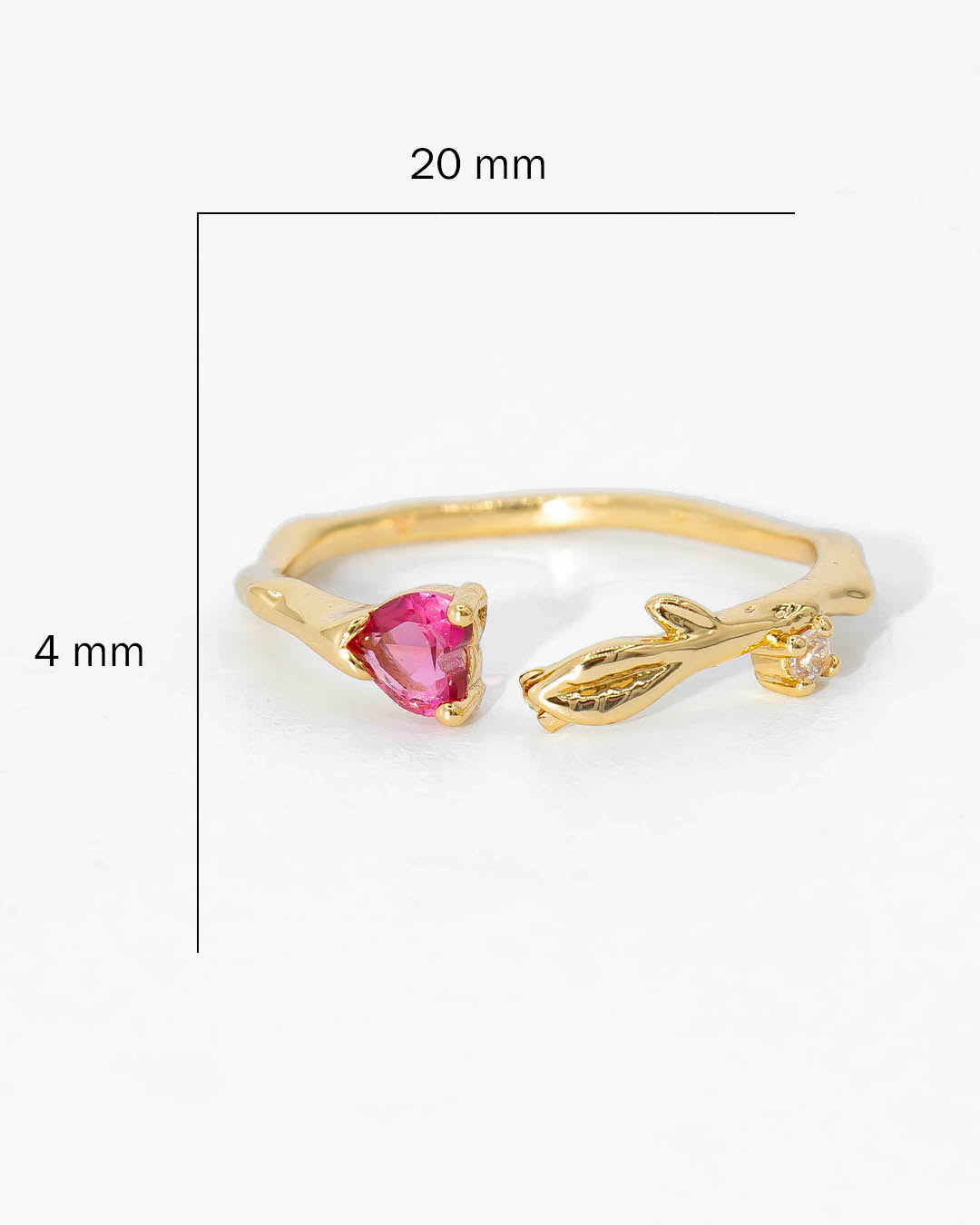 Anillo hoja corazón