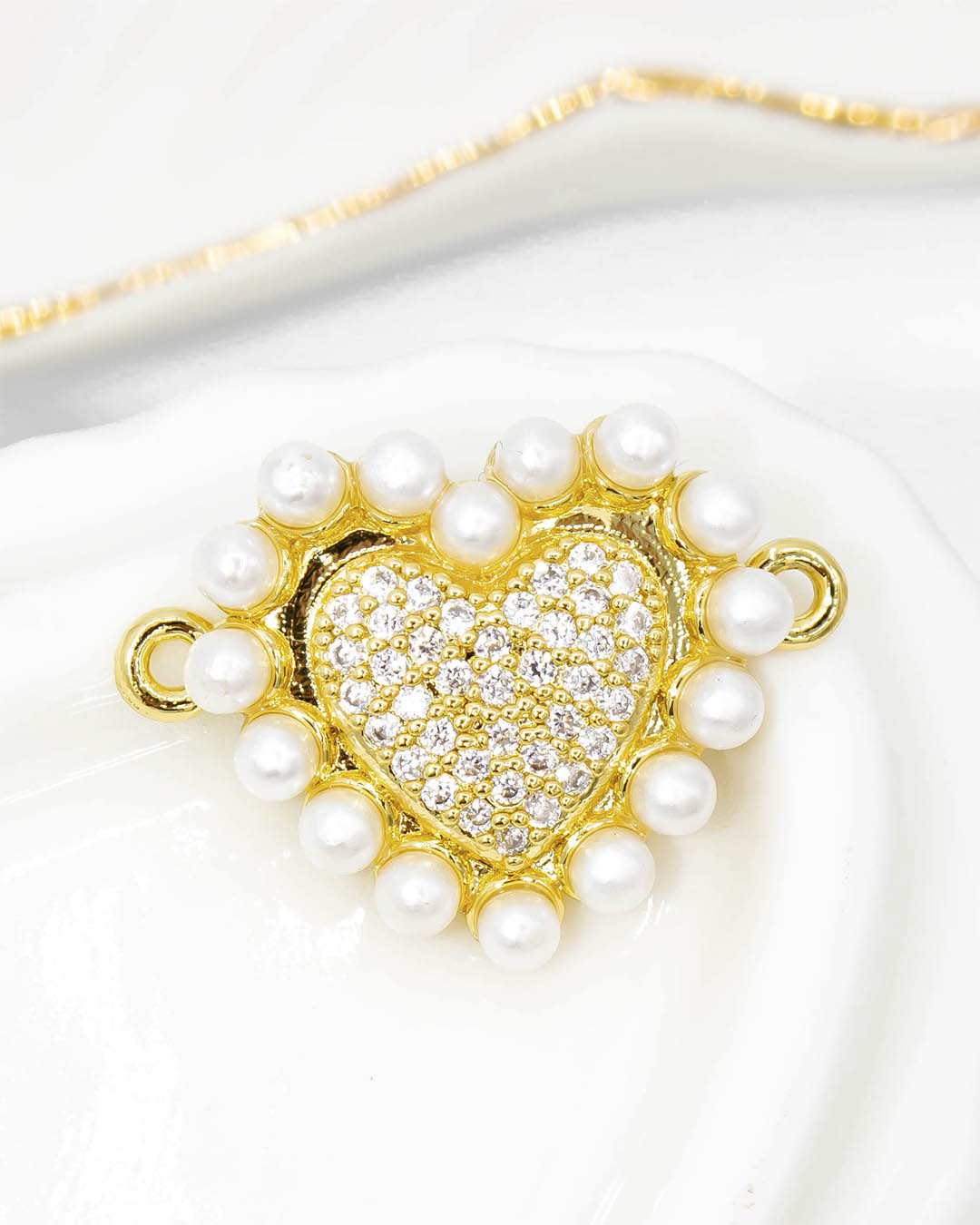 Dije pulsera corazón perla