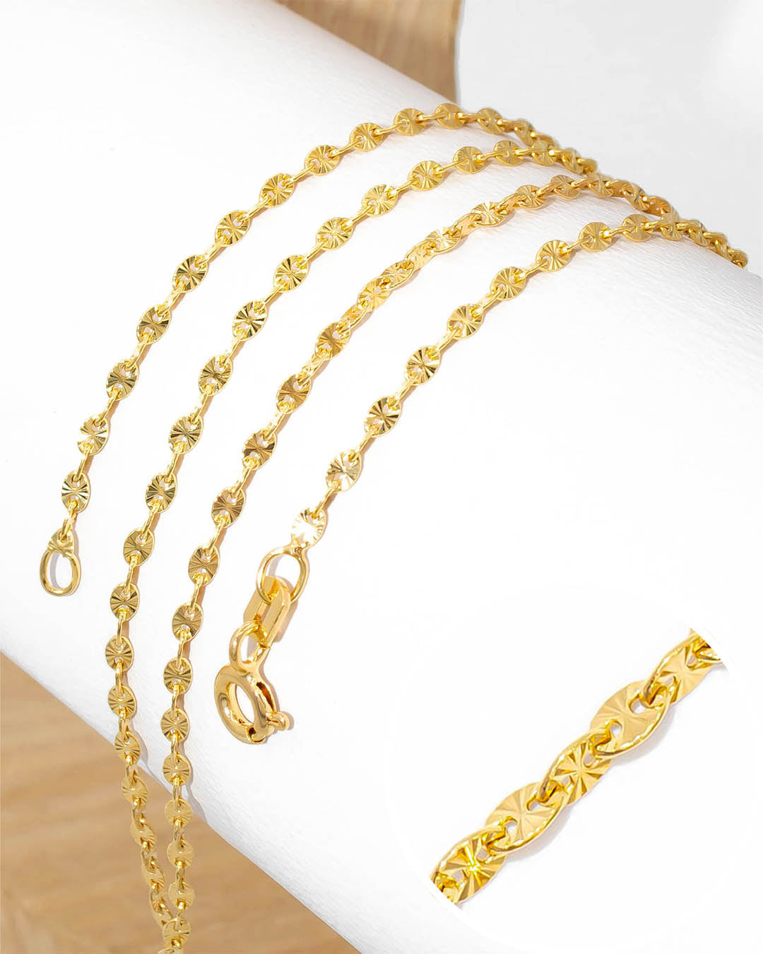 Oro laminado cadena crispeta 45cm x 2mm