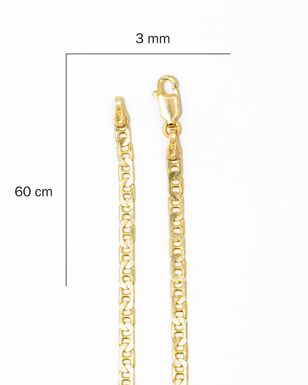 Oro laminado cadena escalera 60cm x 3mm