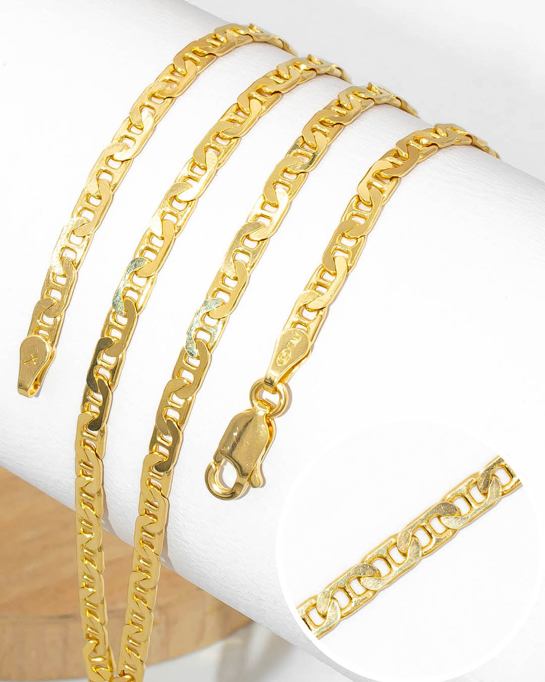 Oro laminado cadena escalera 60cm x 3mm