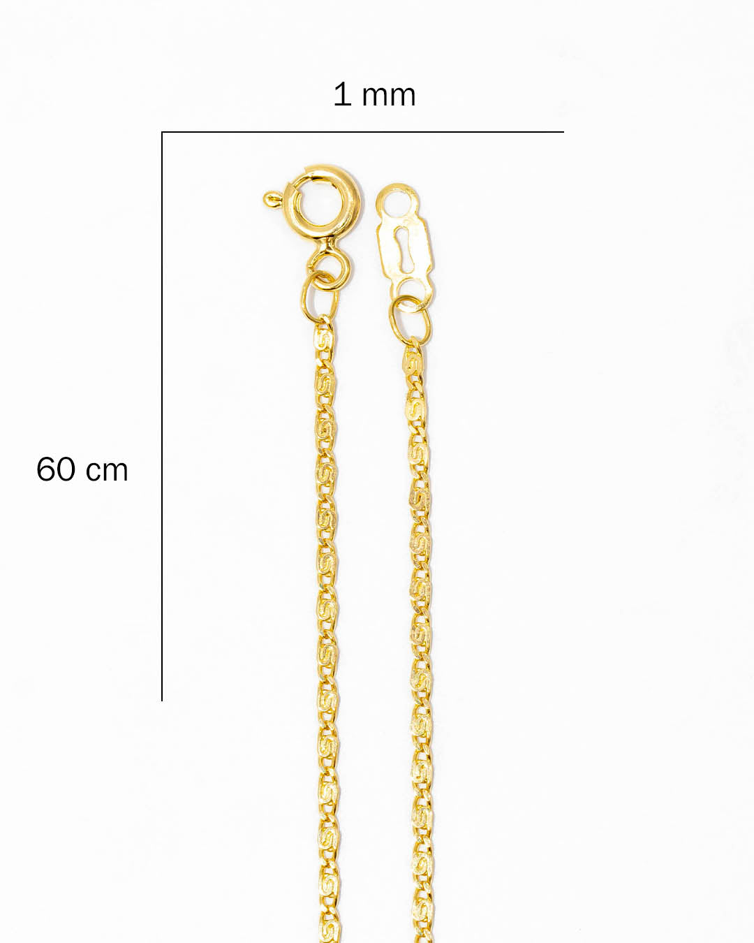 Oro laminado cadena caracol 60cm x 1mm