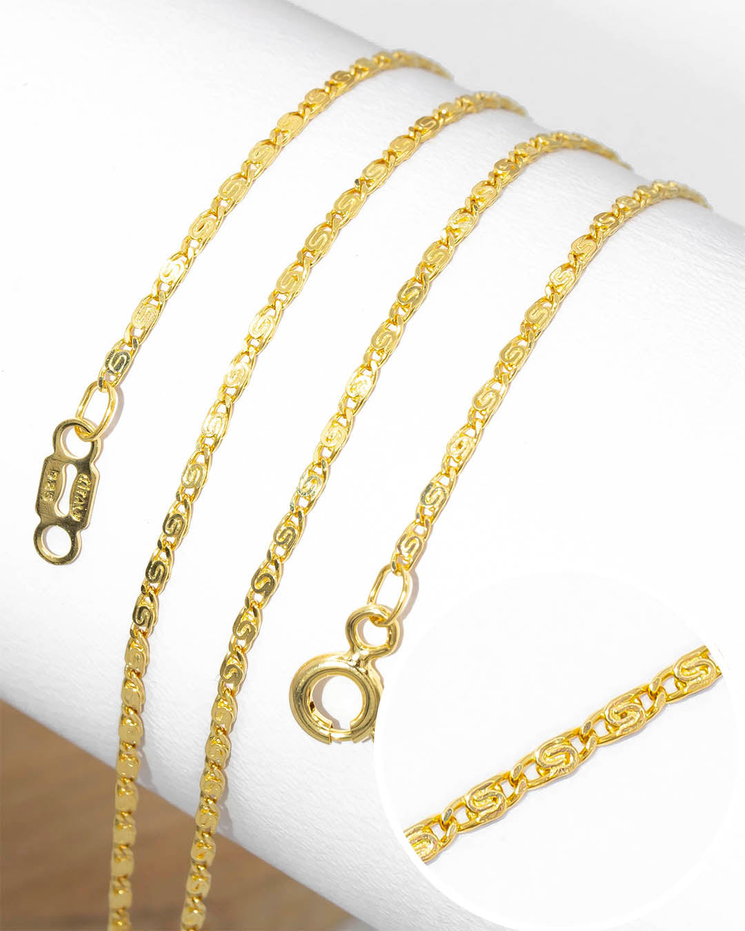 Oro laminado cadena caracol 60cm x 1mm