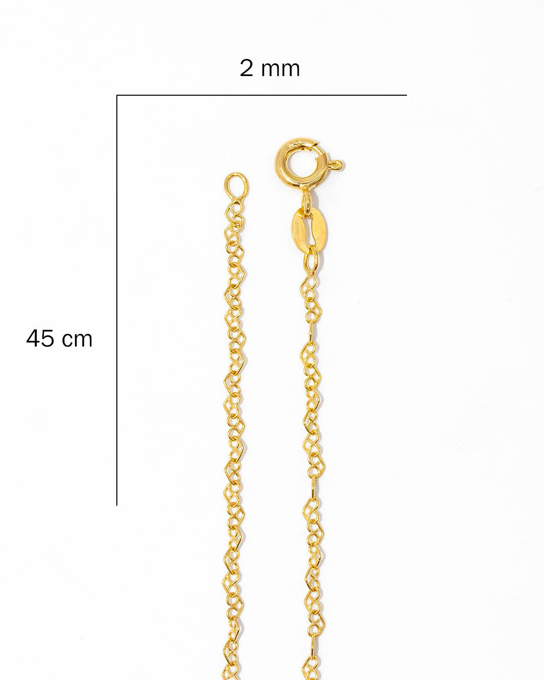 Oro laminado cadena corazón 45cm x 2mm