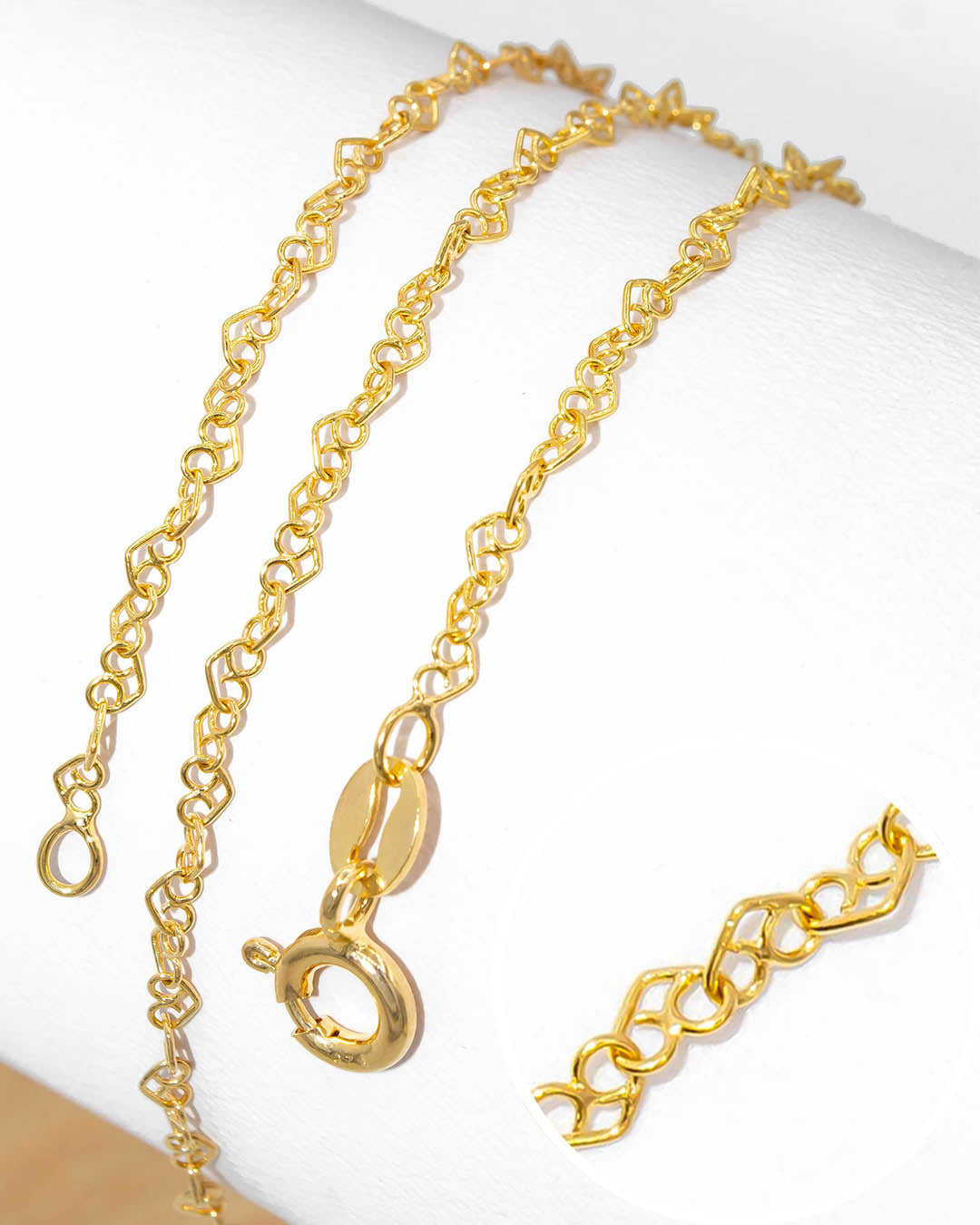 Oro laminado cadena corazón 45cm x 2mm