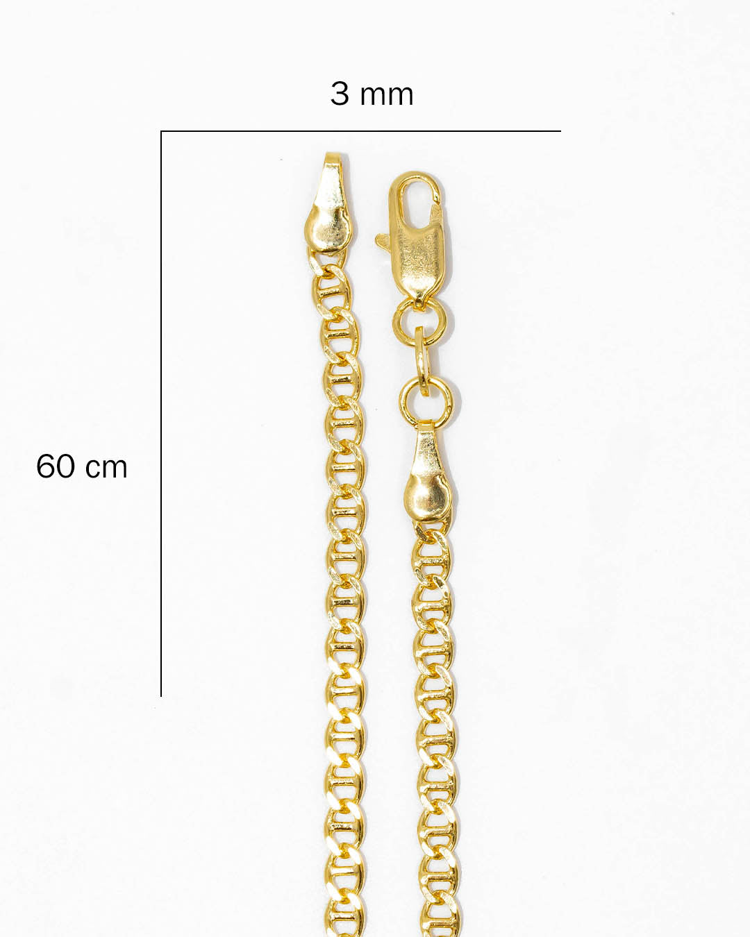 Oro laminado cadena escalera 60cm x 3mm