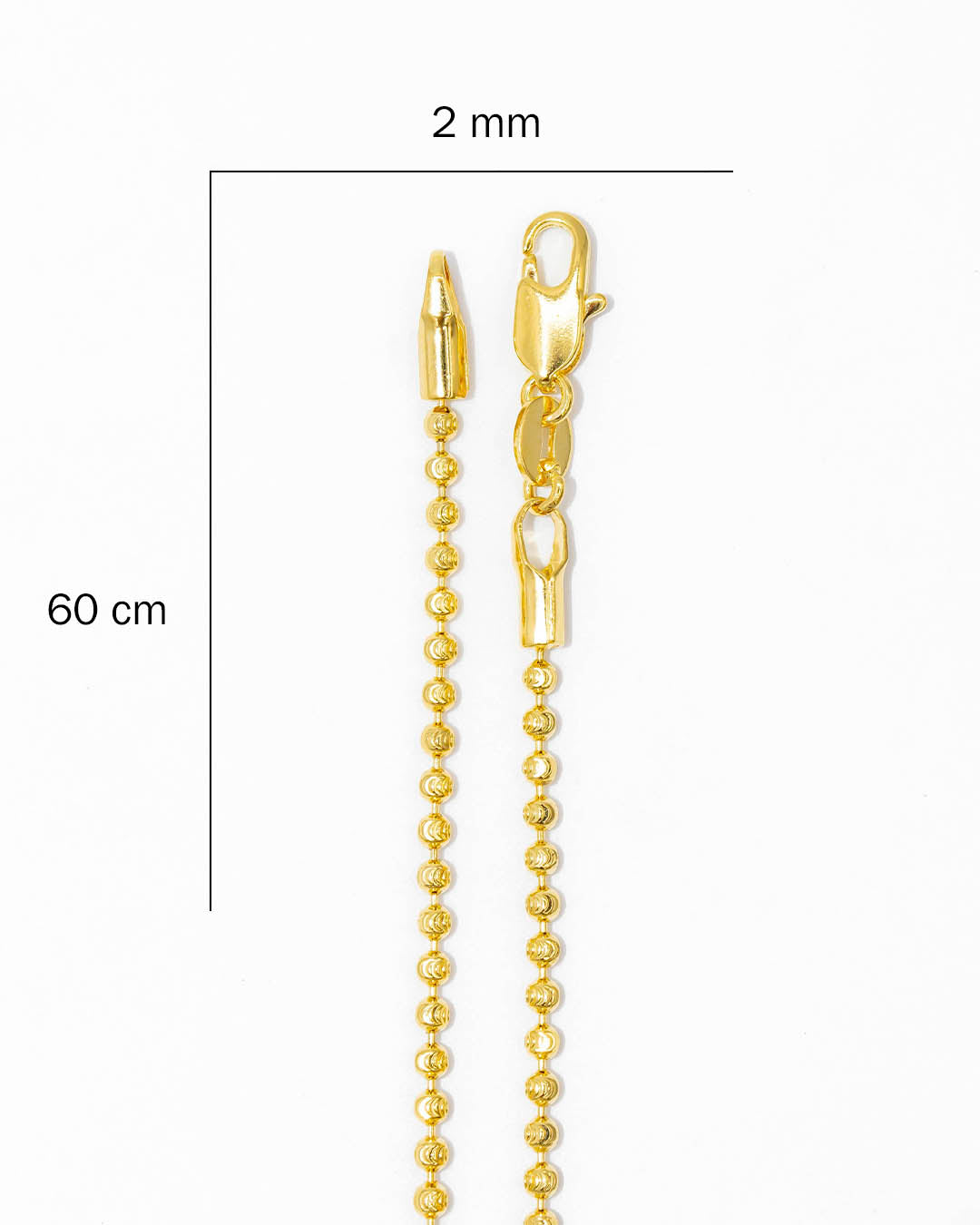 Oro laminado cadena balín diamantado 60cm x 2mm