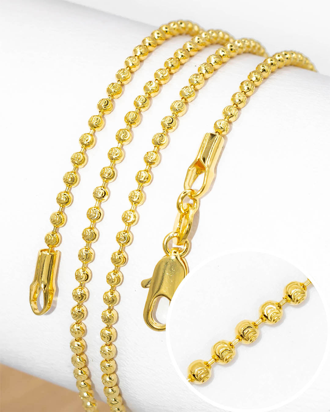 Oro laminado cadena balín diamantado 60cm x 2mm