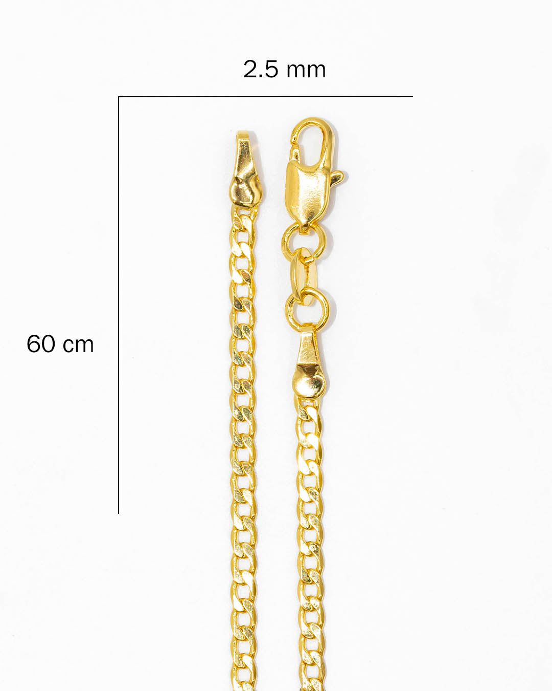 Oro laminado cadena cubana 60cm x 2.5mm