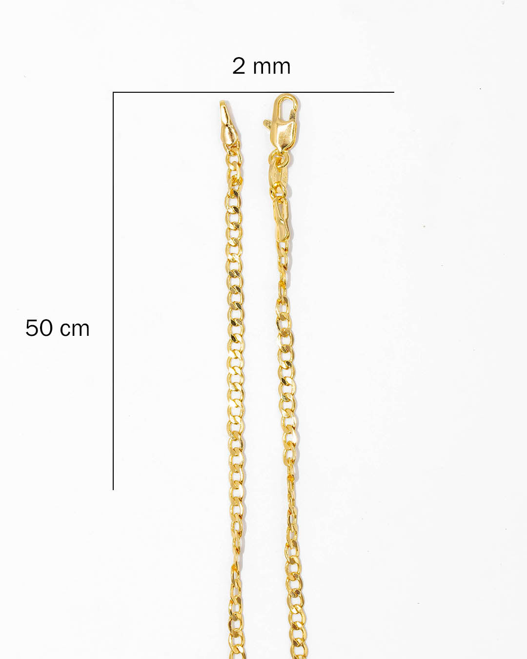 Oro laminado cadena cubana 50cm x 2mm