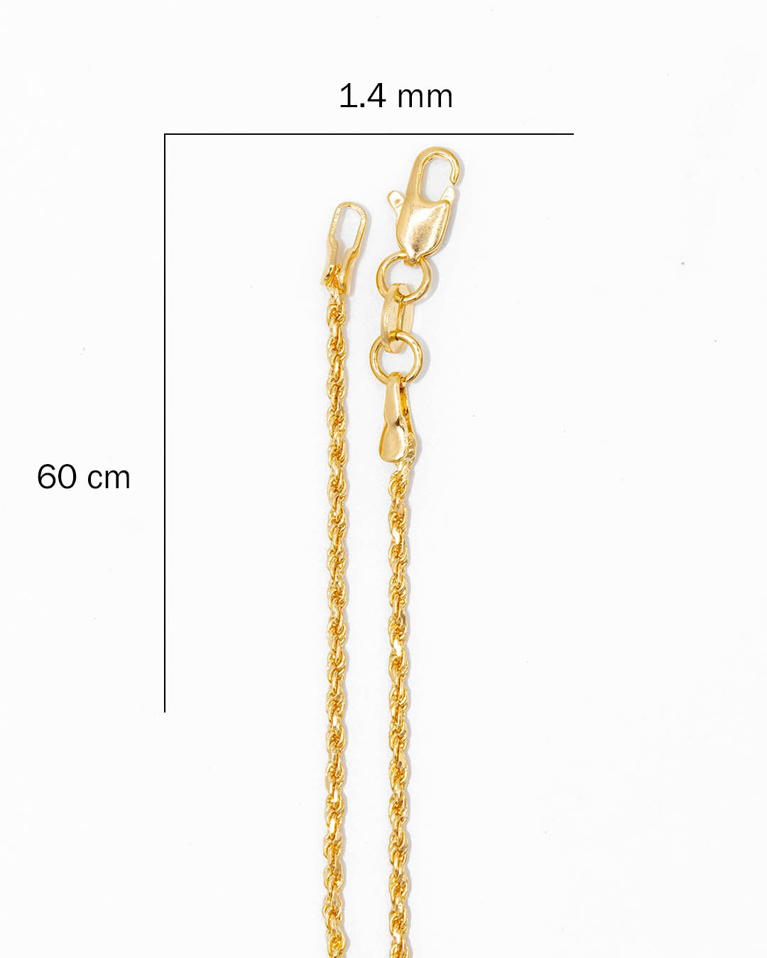 Oro laminado cadena lazo 60cm x 1.4mm