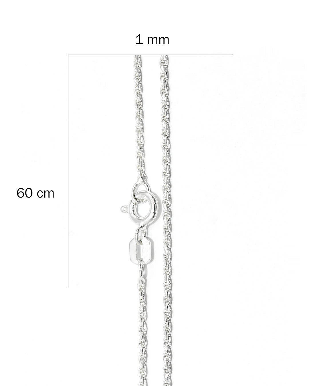 Plata ley 925 cadena lazo 60cm x 1mm