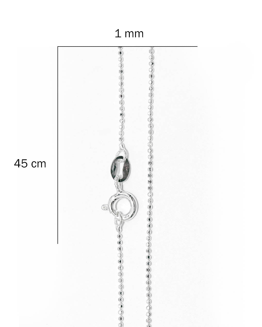 Plata ley 925 cadena militar diamantada 45cm x 1mm