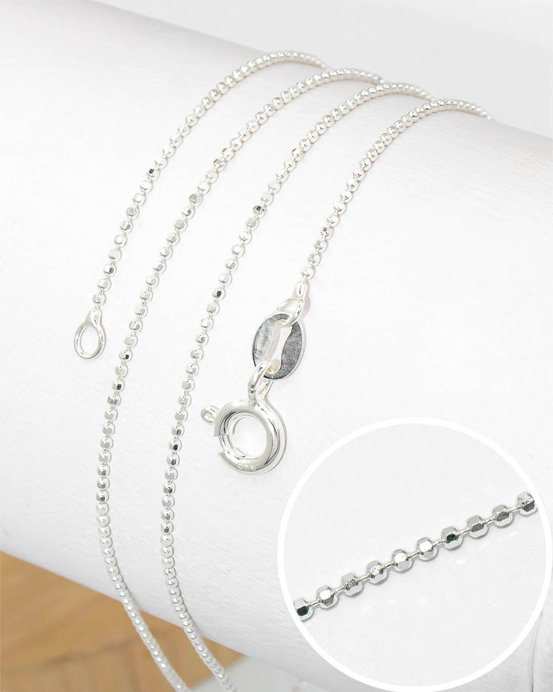 Plata ley 925 cadena militar diamantada 45cm x 1mm