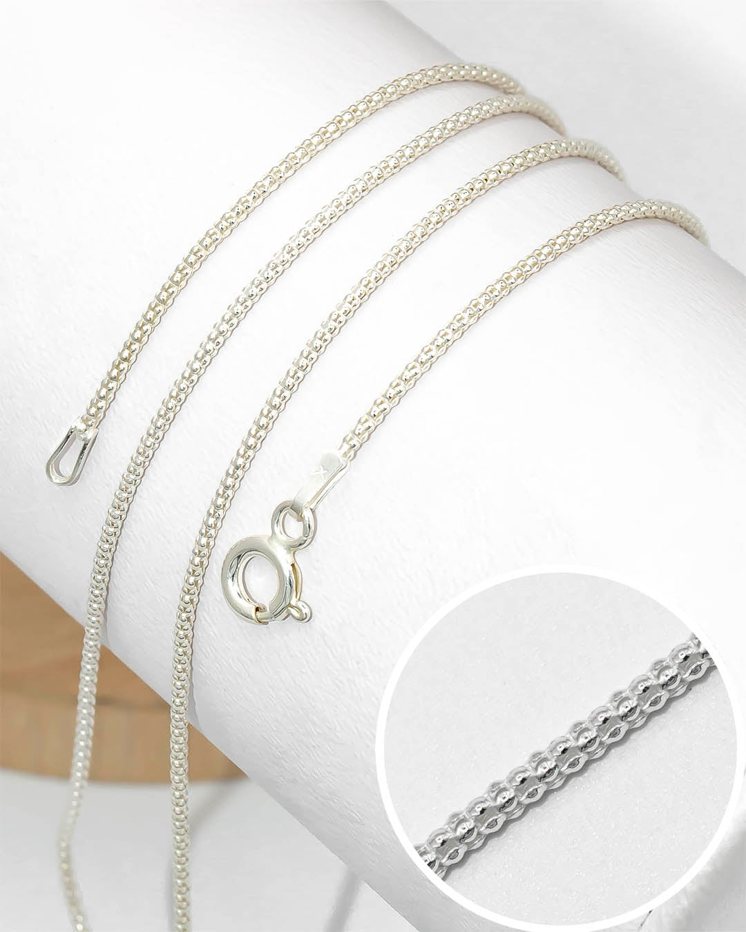 Plata ley 925 cadena serpiente 45cm x 1mm