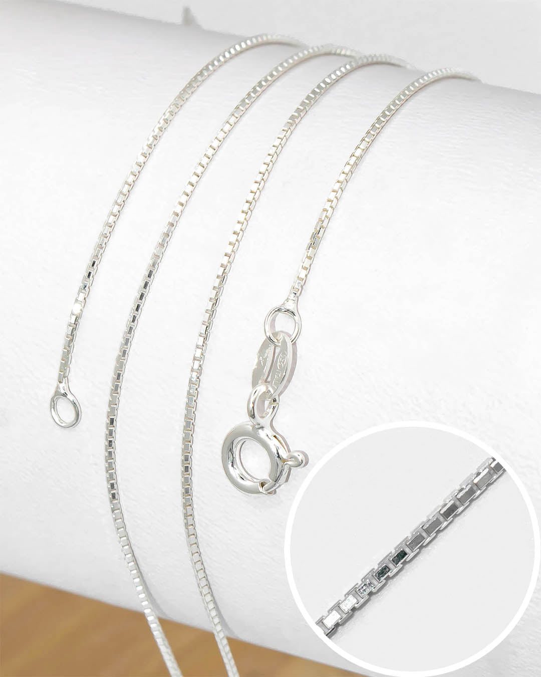 Plata ley 925 cadena veneciana 45cm x 1mm