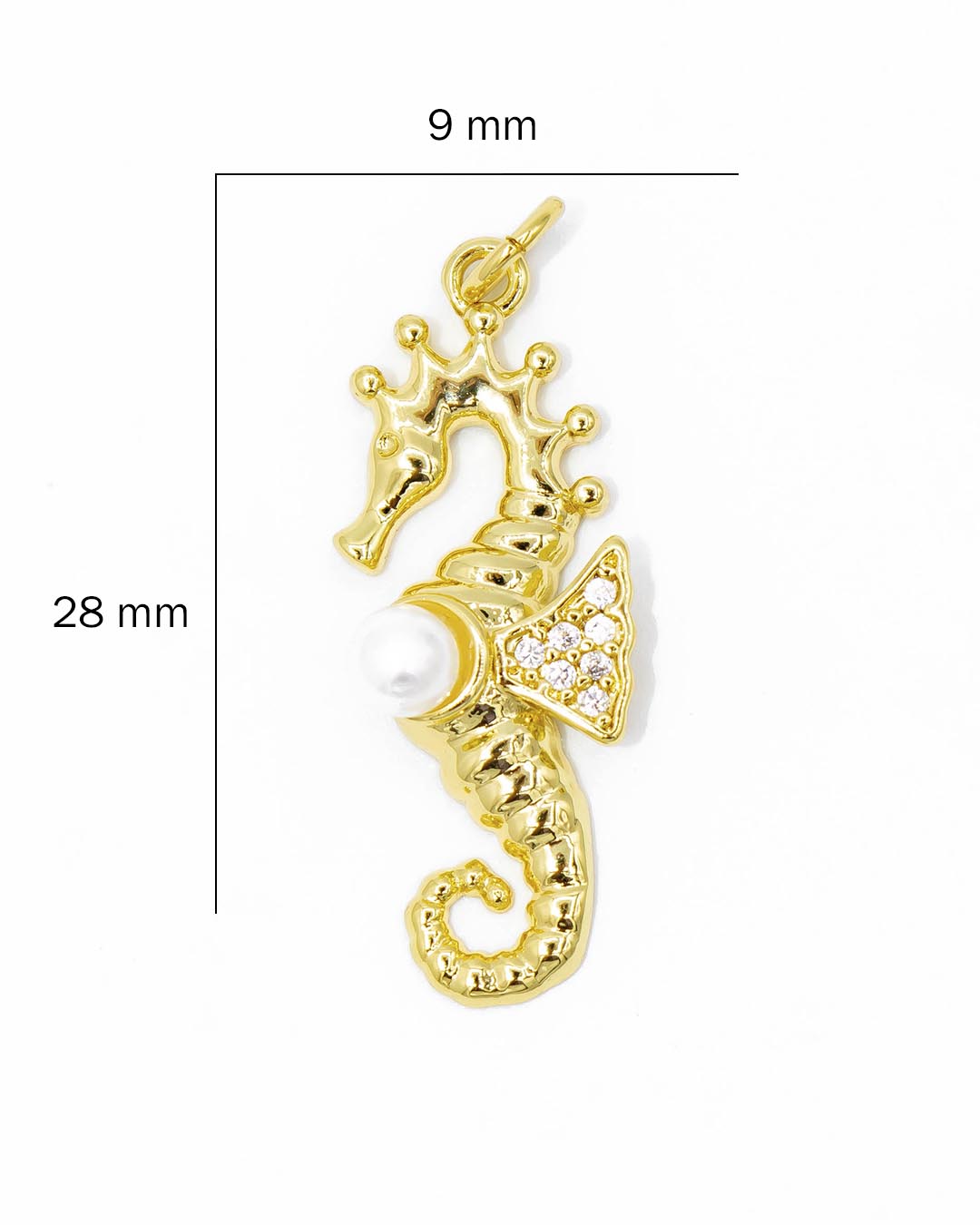 Dije caballo de mar con perla