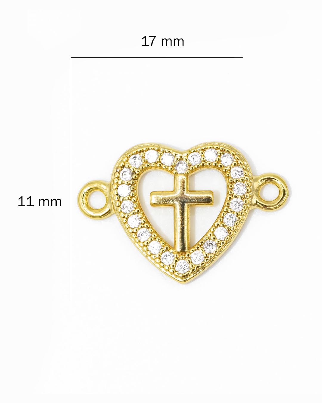 Dije pulsera corazón cruz