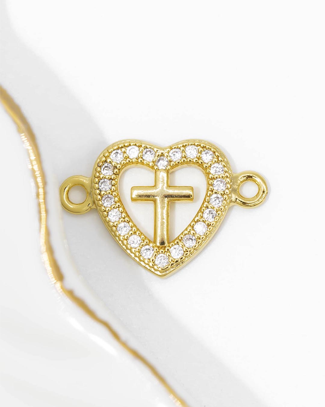 Dije pulsera corazón cruz