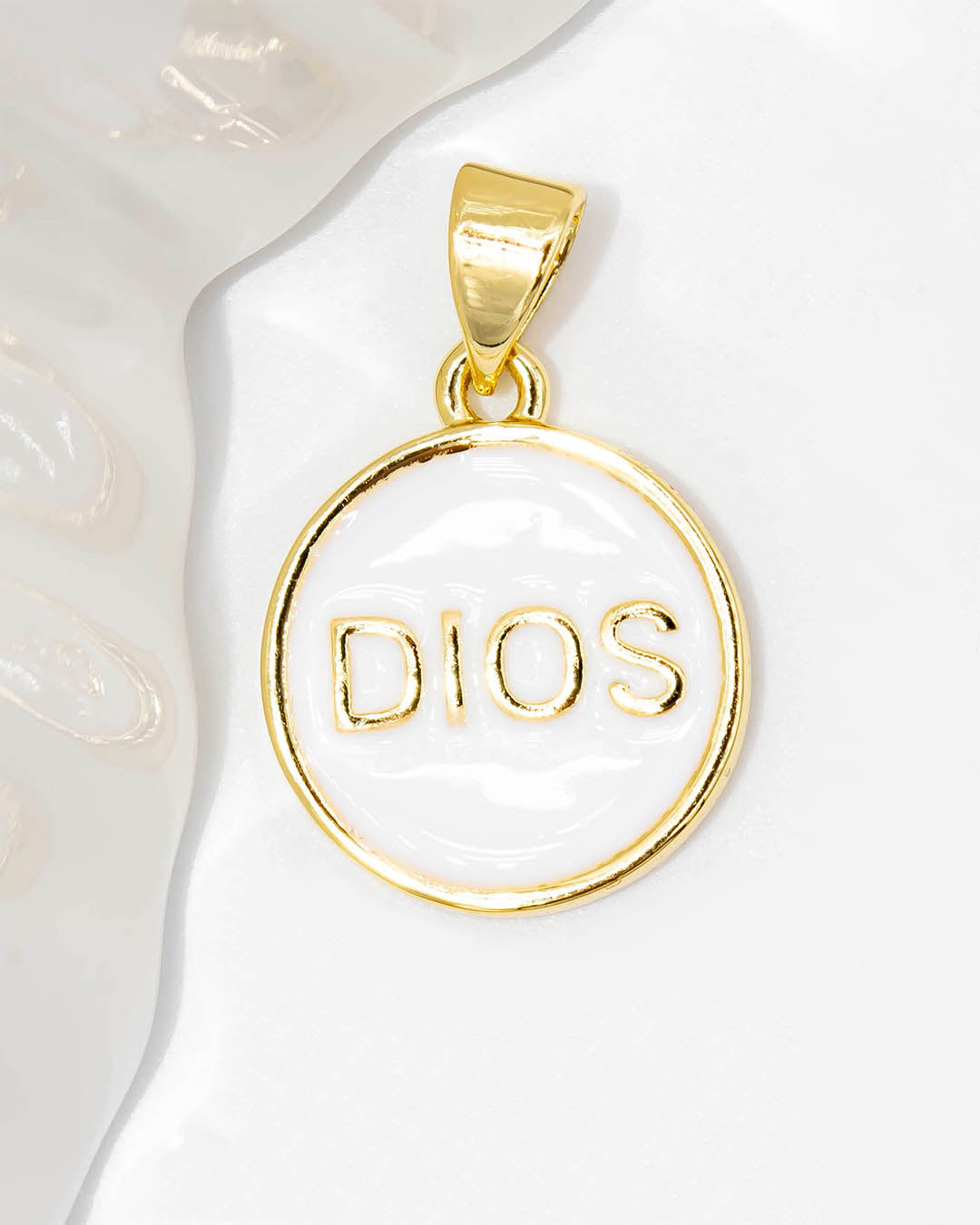 Dije placa Dios blanco