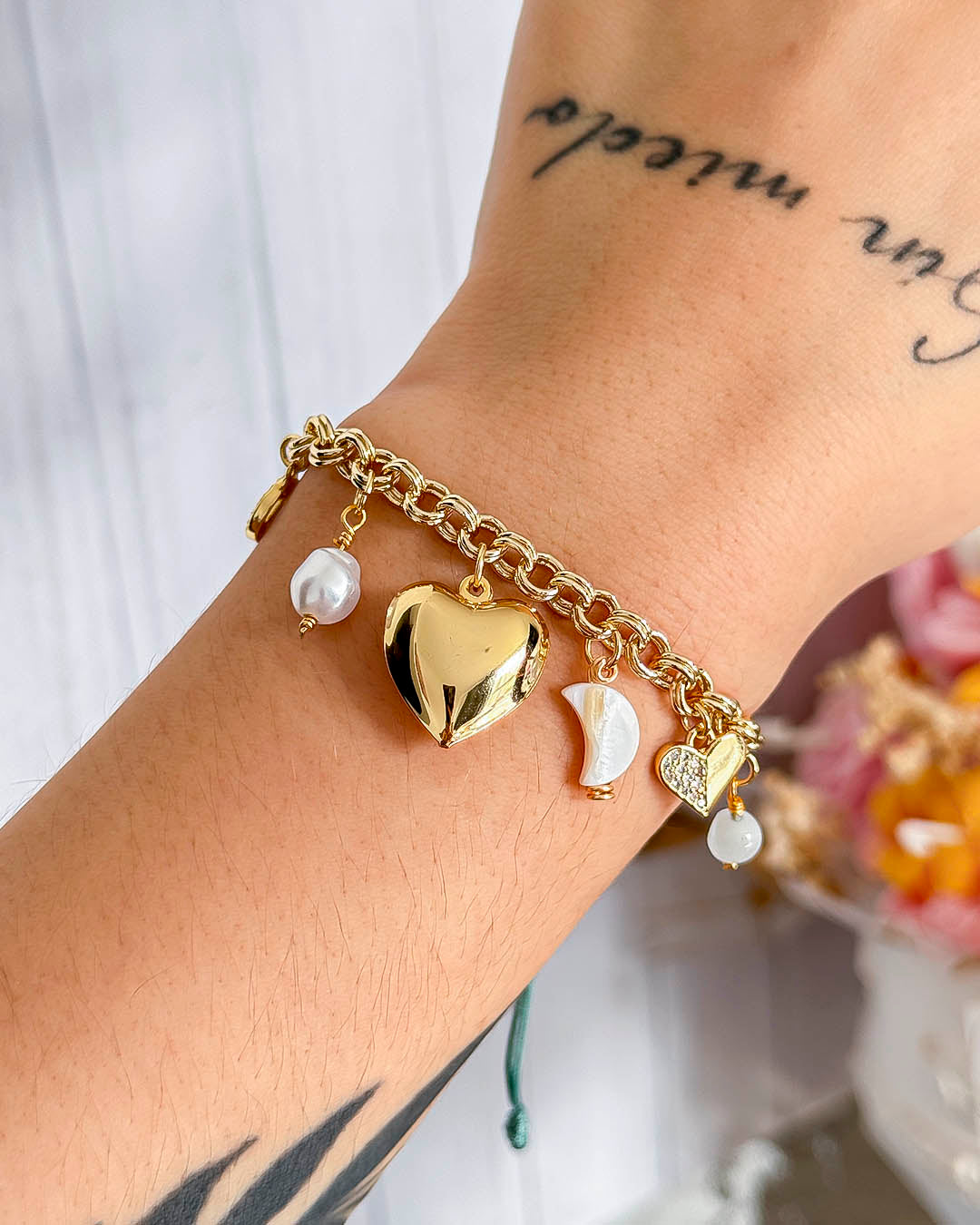 VALGATA pulsera corazón y luna nácar