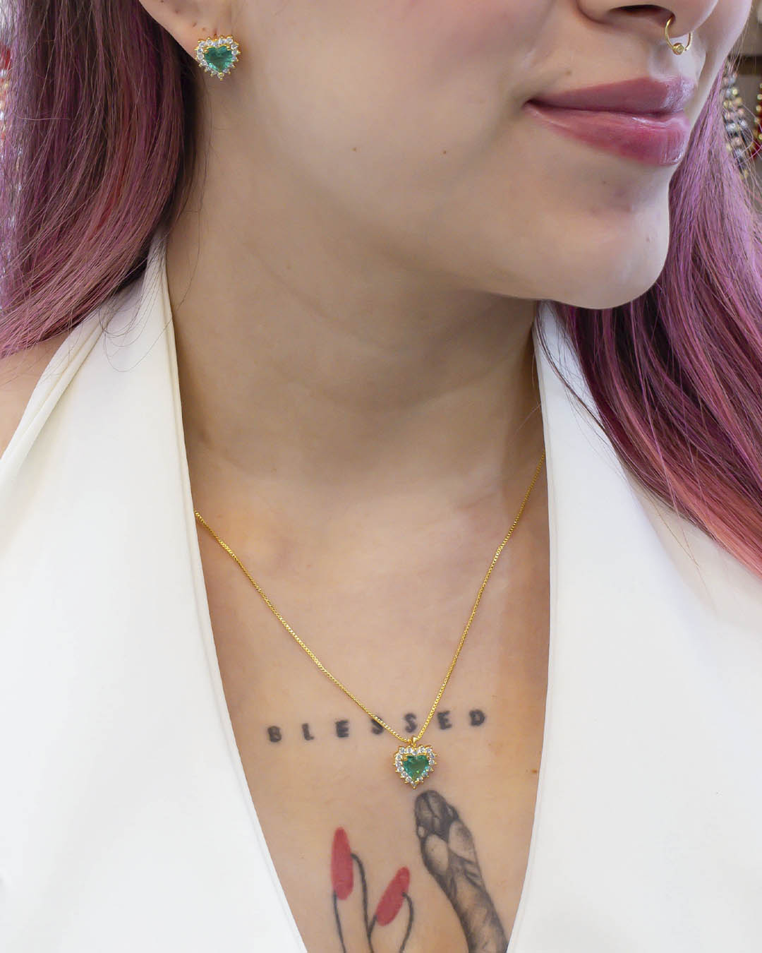 VALGATA set corazón verde claro