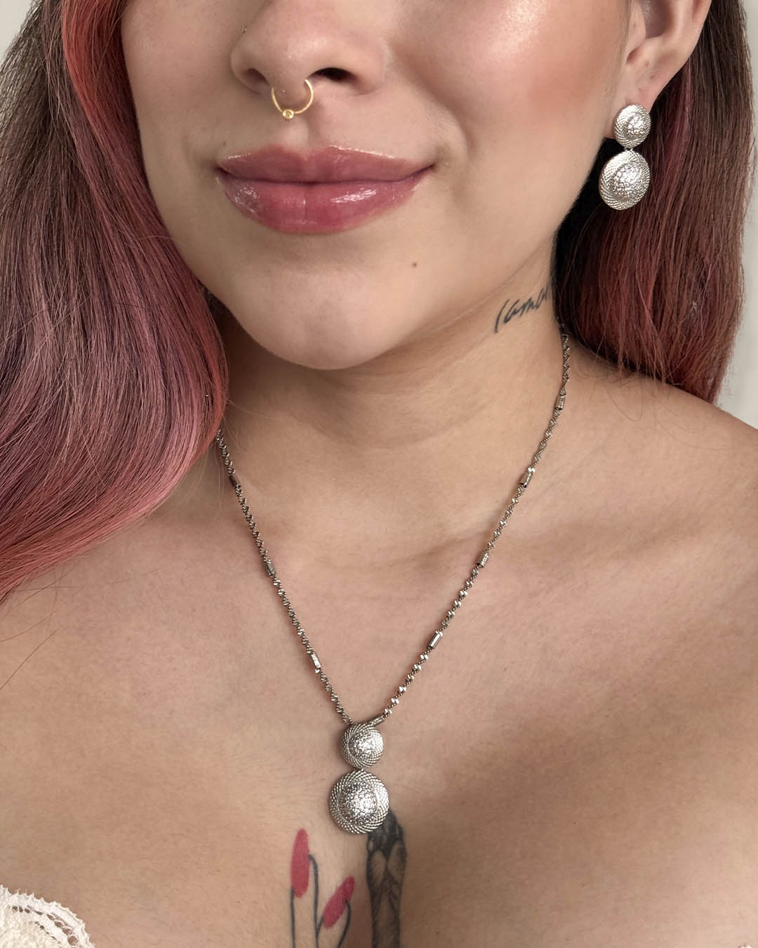 VALGATA set doble circulo plateado