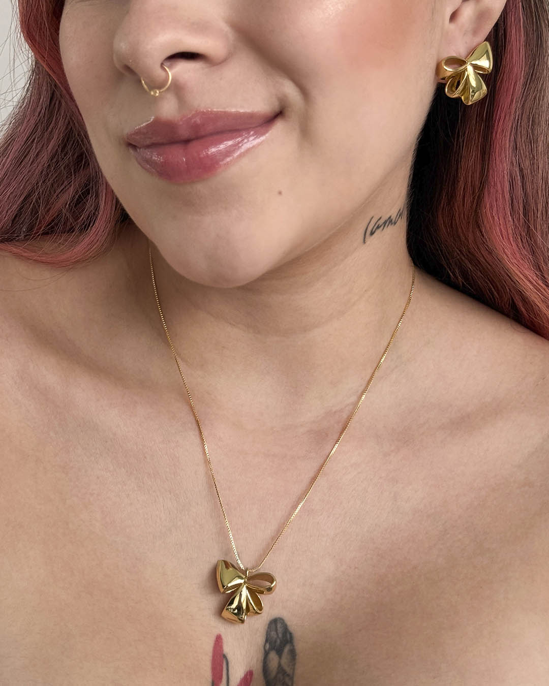 VALGATA set moño dorado grande